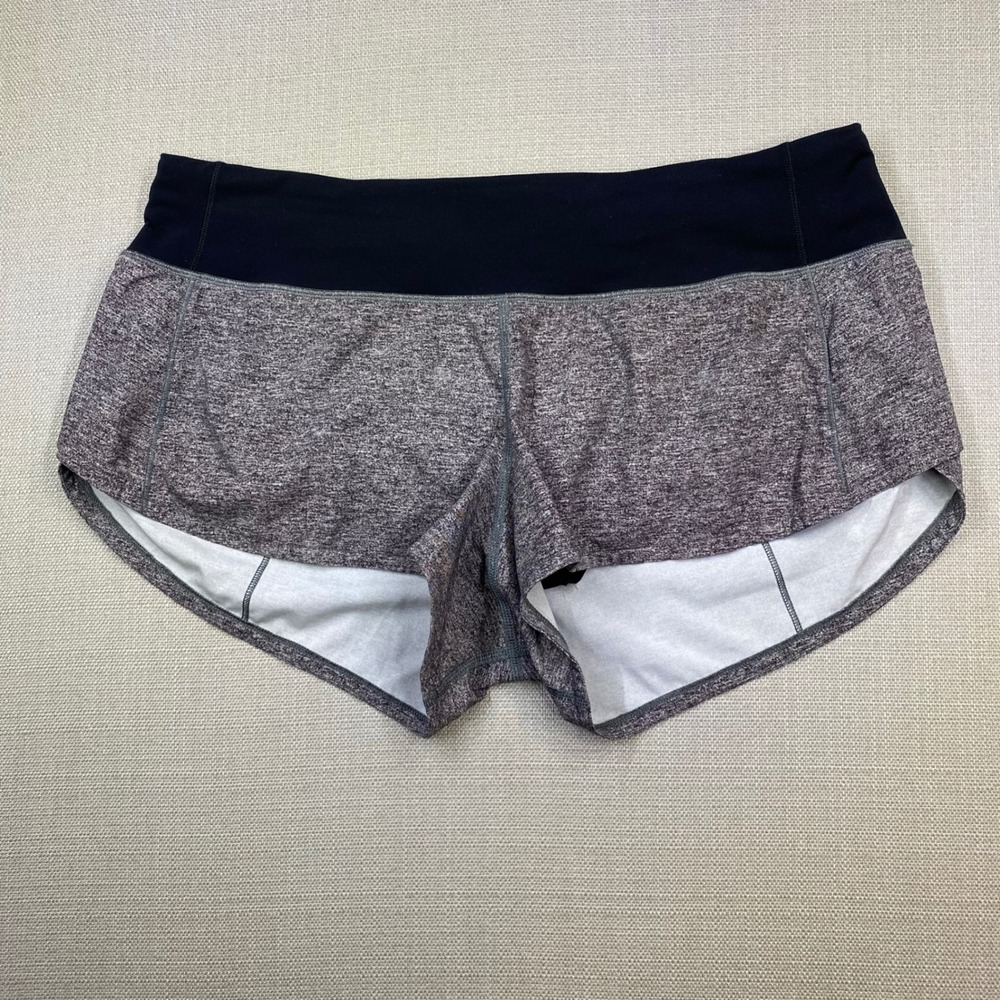Lululemon Speed Up Lined Shorts 2.5" Heathered Gray Black Size 8 LW7AJSR